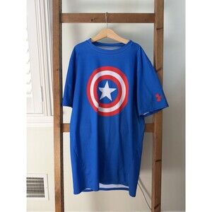 Under Armour Shirt Mens Extra Large Blue Captain America Shield Compression